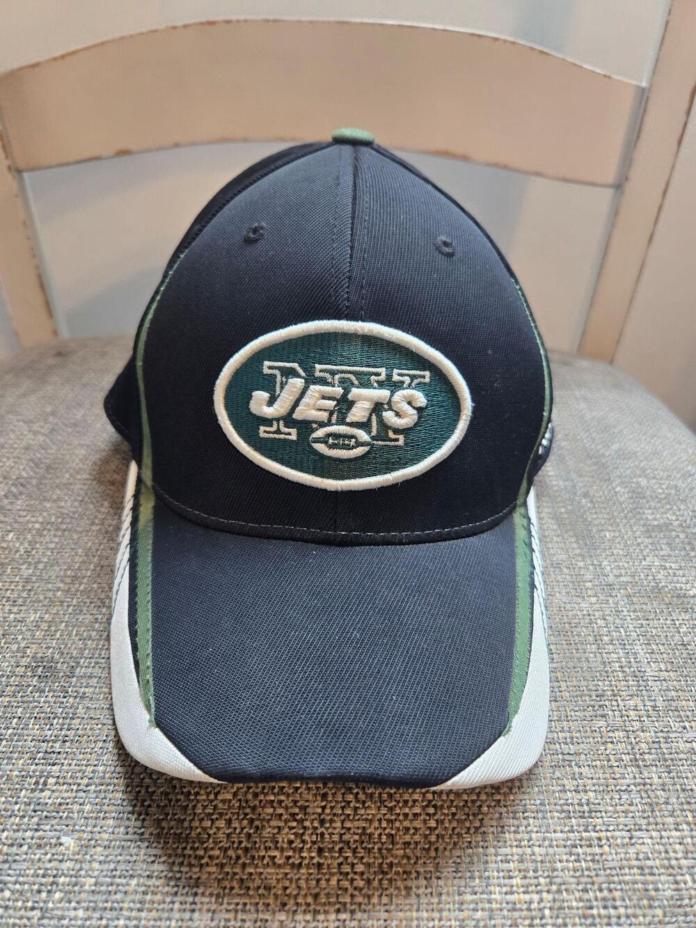 Vtg New York Jets Hat Mens Medium Black NFL Football Reebok Onfield Equipment